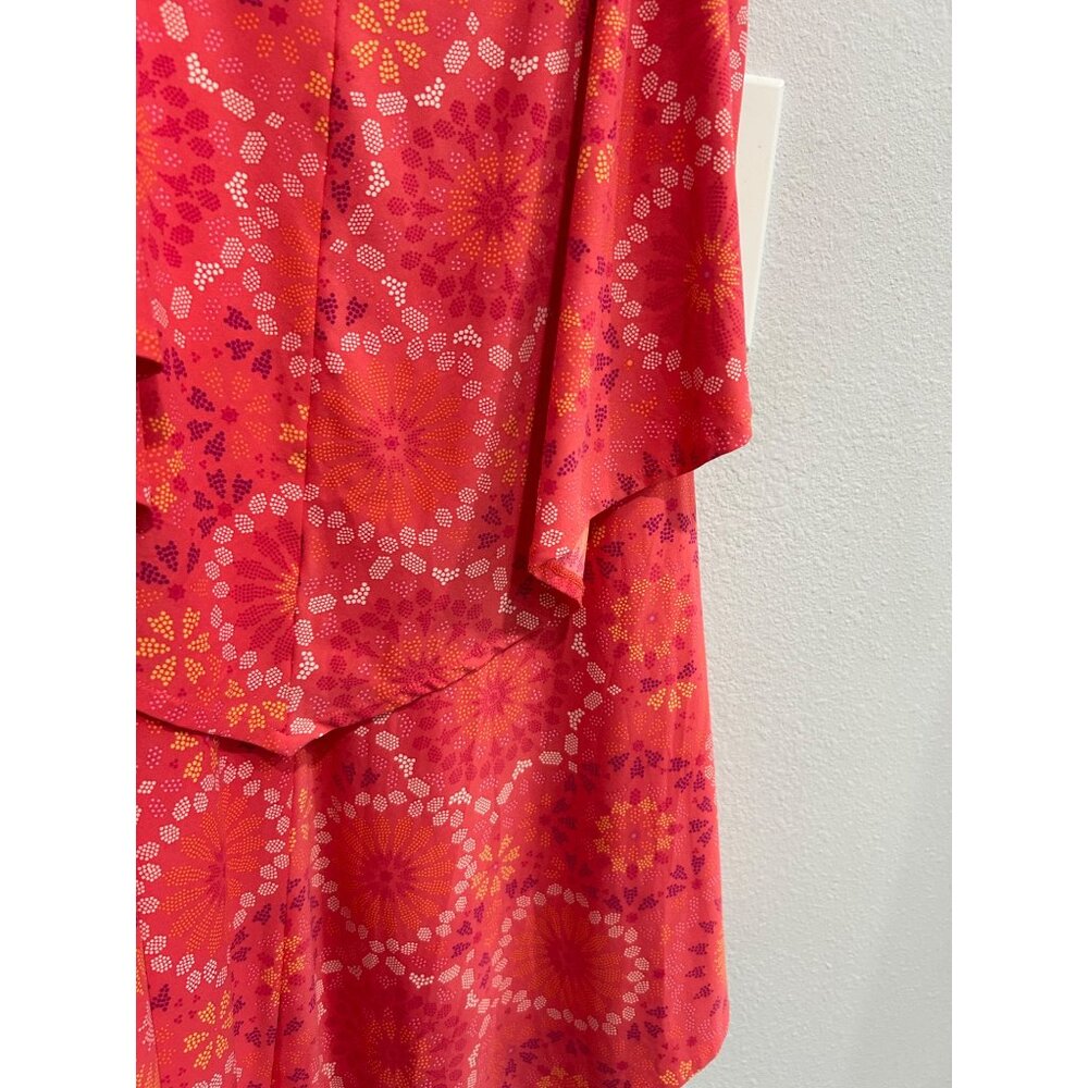 Coco Rave Womens Colorful Floral Ruffle Romper Shorts Size L Red Orange - Picture 4 of 8